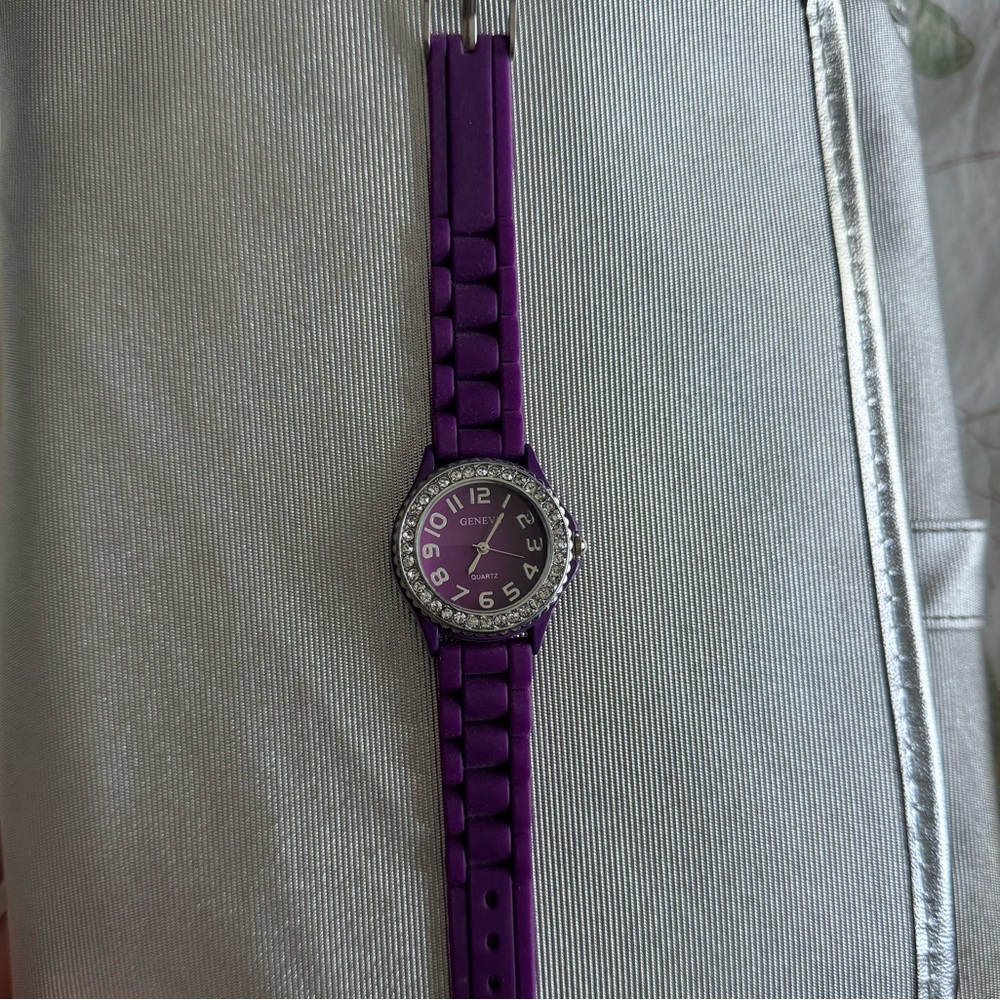 Geneva Sparkly Purple Silicone Watch